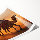Rolled print of a camel design in earthy tones, showcasing intricate details and textures, ideal for wildlife-themed decor and art enthusiasts.
