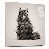 Acrylic glass wall art featuring a vibrant wild cat design, showcasing intricate details and colors, elegantly displayed in a side view without pins, perfect for animal lovers.