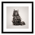 Black-framed wall art featuring a whimsical cat design, showcasing vibrant colors and playful details, perfect for animal lovers and modern home decor.