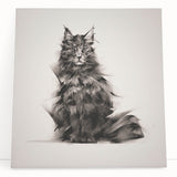 Stretched canvas wall art featuring a playful cat design in vibrant colors, elegantly leaning against a neutral-toned wall, perfect for animal lovers' decor.