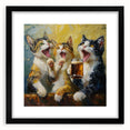 Framed wall art featuring a vibrant cat design in a black matte finish, showcasing a wild animal theme perfect for modern home decor. Ideal for animal lovers.