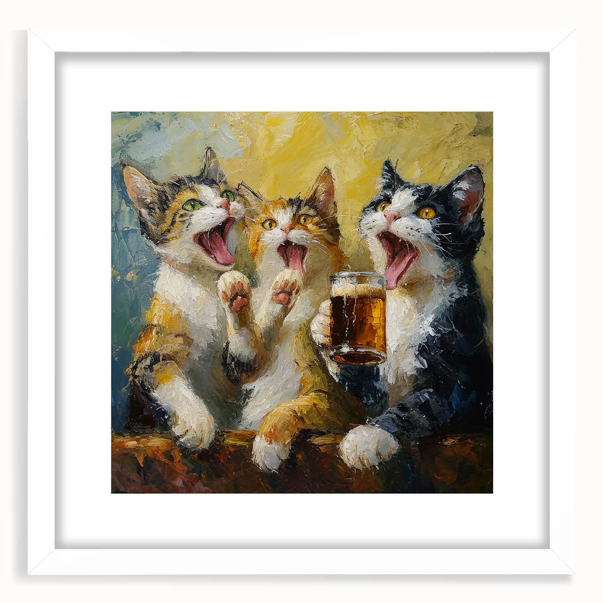 Framed wall art featuring a wild cat design, showcasing vibrant colors and intricate details, perfect for animal lovers and home decor enthusiasts.