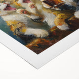 Vibrant rolled canvas featuring a whimsical cat design from the "Animals A Wild Life" collection, showcasing detailed artwork with bold colors, ideal for animal lovers' home decor.