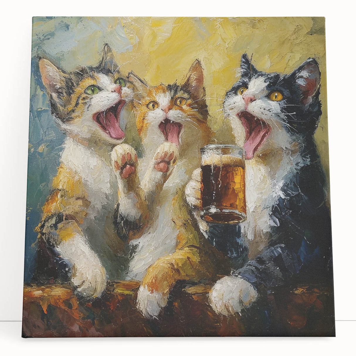 Stretched canvas featuring a vibrant wild cat design, showcasing intricate details and bold colors, ideal for animal lovers and modern home decor.