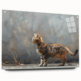 Acrylic wall art showcasing a side view of a whimsical cat design, featuring vibrant colors and intricate details, perfect for animal lovers and modern decor.