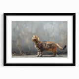 Black-framed wall art featuring a whimsical cat design, set against a white background. Part of a wildlife-themed collection, this striking piece adds playful charm to any room decor.