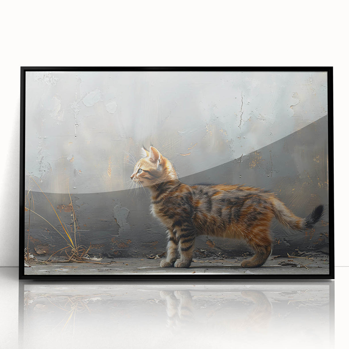 Framed acrylic wall art featuring a sleek black cat design, showcasing vibrant colors and intricate details, perfect for animal lovers and modern decor enthusiasts. This stylish piece adds a contemporary touch to any room.