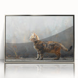 Framed wall art displaying a stylish cat design, featuring a sleek silver border and acrylic front, ideal for modern home decor and animal lovers.