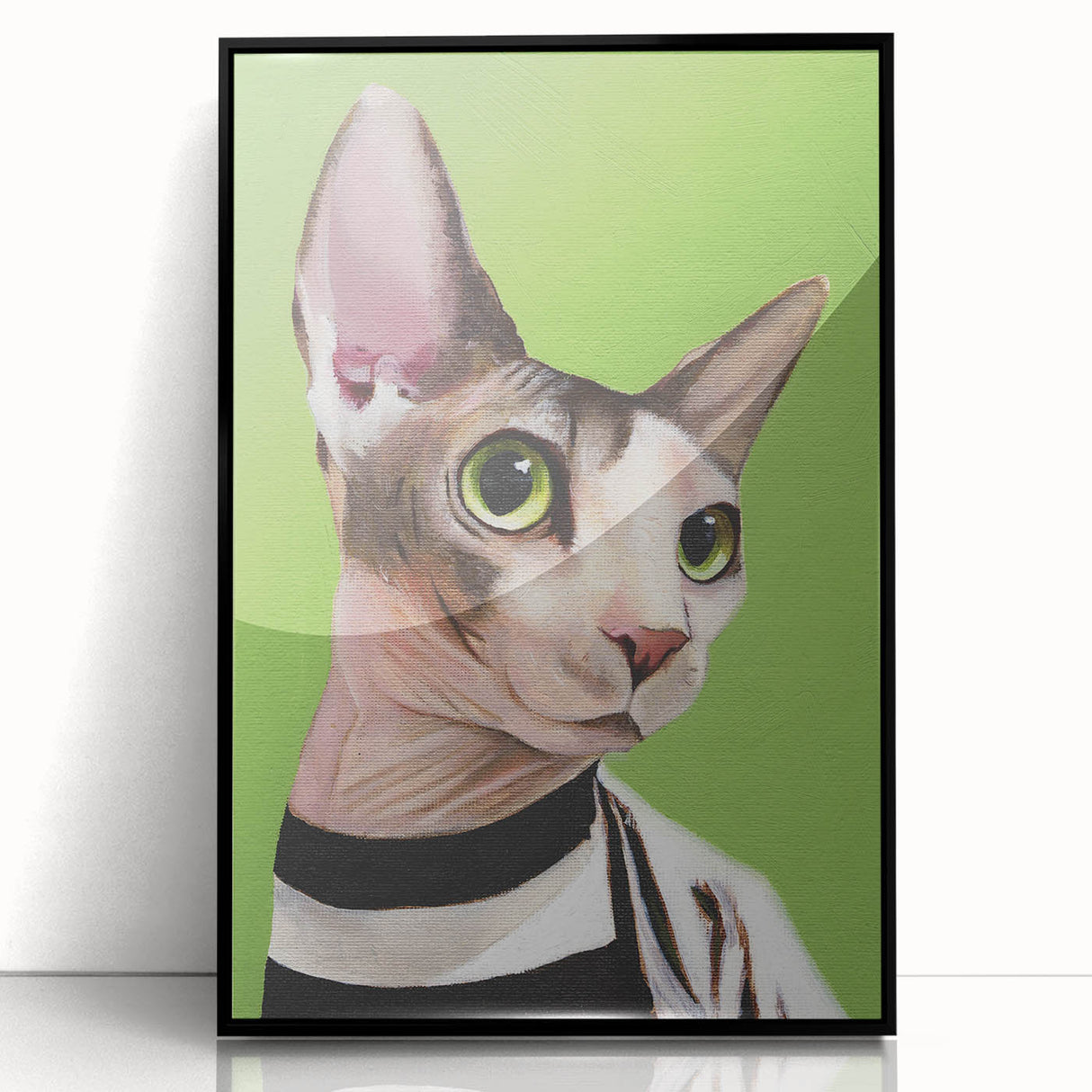 Framed wall art collection showcasing a vibrant wild cat design with a sleek black frame, perfect for animal lovers and modern decor enthusiasts. The acrylic finish enhances the colors and details, making it an eye-catching addition to any room.