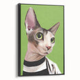 Framed wall art featuring a sleek black cat design on canvas, showcasing intricate details and vibrant colors, ideal for animal lovers’ home decor.