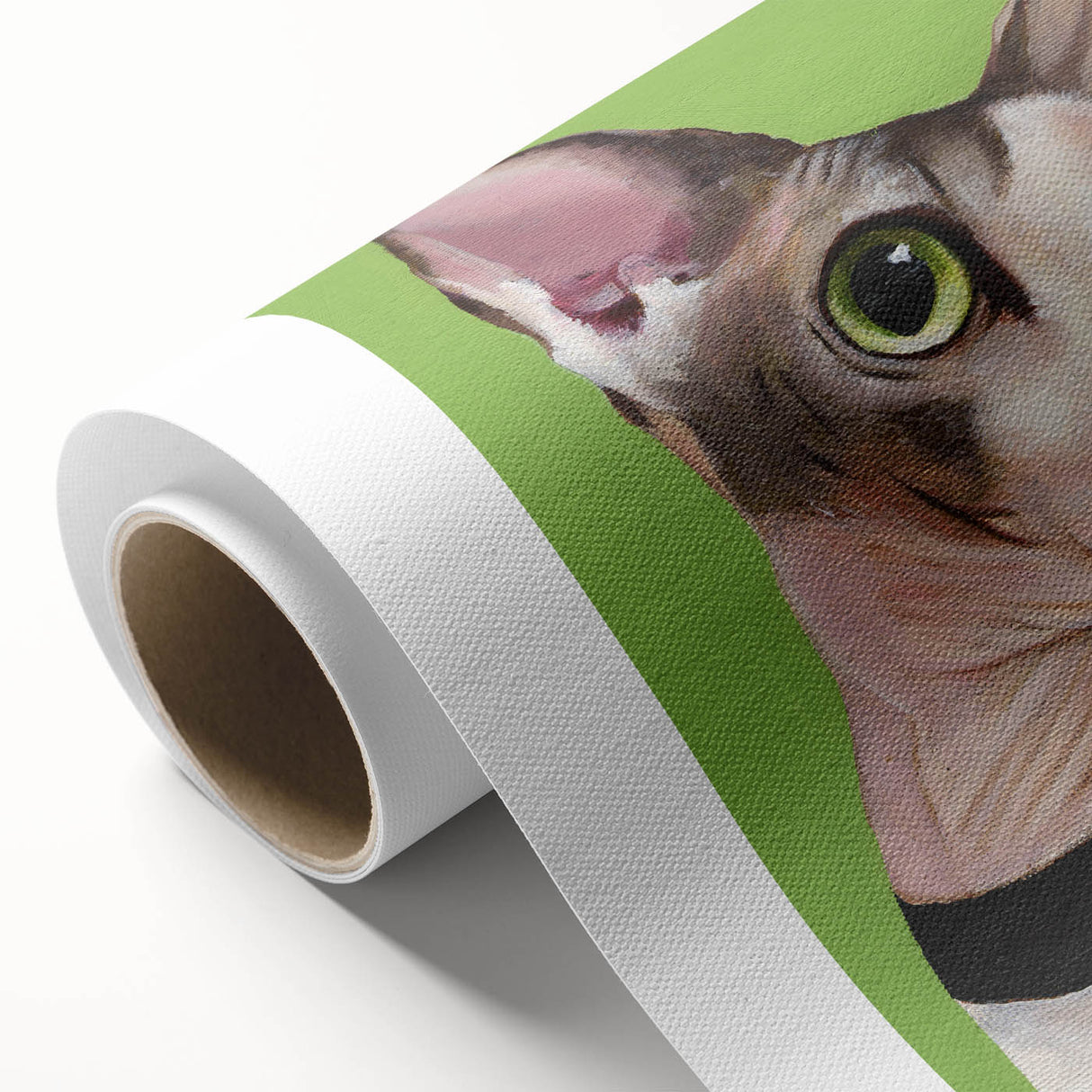 Rolled canvas showcasing a vibrant wild cat design, expertly crafted for wall art, featuring intricate details and bold colors, perfect for animal lovers' decor.