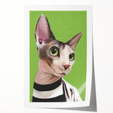 Colorful wall art print featuring a stylized cat design inspired by wildlife, rolled and ready for display, showcasing vibrant hues and intricate patterns. Perfect for animal lovers and home decor enthusiasts.