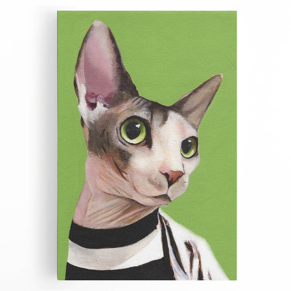 Stretched canvas wall art featuring a vibrant cat design, showcasing intricate details and bold colors, perfect for animal lovers and modern home decor.