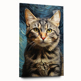 Acrylic glass wall art featuring a whimsical cat design from the "Animals a Wild Life" collection, showcased in a side view without pins, highlighting vibrant colors and playful details. Perfect for enhancing home decor with a touch of nature-inspired charm.