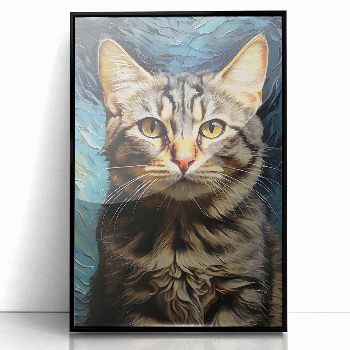 Framed wall art featuring a whimsical cat design from the Wildlife Collection, showcasing vibrant colors and intricate details, perfect for animal lovers' decor.