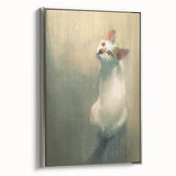 Framed canvas wall art featuring a sleek silver frame showcasing a wild cat design, perfect for animal lovers and modern decor enthusiasts. Ideal for elevating interior spaces.