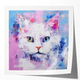 Colorful cat-themed wall art collection featuring various playful and artistic feline designs. High-quality glossy finish enhances vibrant colors, ideal for home decor.