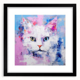 Framed wall art featuring a stylish black cat design, elegantly matted, showcasing intricate details and rich colors, ideal for animal lovers and home decor enthusiasts.