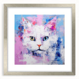 Framed wall art collection showcasing a stylish silver mat with a wild cat design, perfect for animal lovers and modern home decor. Ideal for enhancing living spaces.