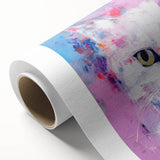 Rolled canvas wall art showcasing a vibrant wild cat design, featuring intricate fur details and bold colors, perfect for animal lovers and home decor enthusiasts.