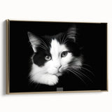 Framed wall art featuring a stylish cat design from the "Animals: A Wild Life" collection, showcasing a gold frame and a modern aesthetic, perfect for animal lovers.