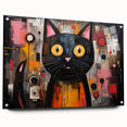 Acrylic glass wall art collection showcasing a side view of a wild cat design, elegantly mounted with pins, ideal for animal lovers and modern decor.