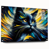 Acrylic wall art featuring a colorful wild cat design, displayed in a sleek side view with metal pins, perfect for animal lovers and modern decor enthusiasts.