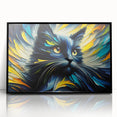 Framed acrylic wall art featuring a stylish black cat design, ideal for animal lovers, showcasing intricate details and vibrant colors in a sleek modern frame.