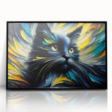 Framed acrylic wall art featuring a stylish black cat design, ideal for animal lovers, showcasing intricate details and vibrant colors in a sleek modern frame.
