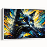 Framed wall art featuring a whimsical cat design from the Animals A Wild Life collection, displayed against a white backdrop, perfect for pet lovers' home decor.