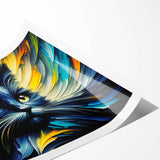 Vibrant rolled print showcasing a whimsical cat design from the Wild Life wall art collection, featuring playful colors and intricate details, perfect for animal lovers.