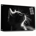 Acrylic glass wall art featuring a vibrant cat design from the Animals A Wild Life collection, showcasing a side view with decorative pins, ideal for modern home decor.