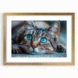 Elegant wall art featuring a wild cat design in a gold frame, showcasing intricate details and vibrant colors, perfect for animal lovers and home decor enthusiasts. Ideal for enhancing living spaces with a touch of nature-inspired elegance.