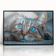 Framed wall art featuring a stylish black acrylic cat design, showcasing intricate details and sleek lines, perfect for modern home decor enthusiasts.