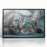 Framed wall art featuring a stylish black acrylic cat design, showcasing intricate details and sleek lines, perfect for modern home decor enthusiasts.