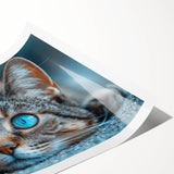 Colorful wall art print featuring a playful cat design, showcasing intricate details and vibrant colors, perfect for animal lovers and home decor enthusiasts.