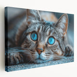 Stretched canvas wall art featuring a striking wild cat design, showcasing rich colors and intricate details, perfect for animal lovers and modern decor.