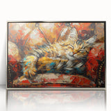 Framed wall art showcasing a stunning wild cat design, featuring vibrant colors and intricate details, set in a sleek silver frame, ideal for animal lovers.