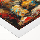 Colorful rolled canvas wall art featuring a whimsical cat design in a playful jungle setting, ideal for animal lovers and home decor enthusiasts. Perfect for adding a vibrant touch to any room.