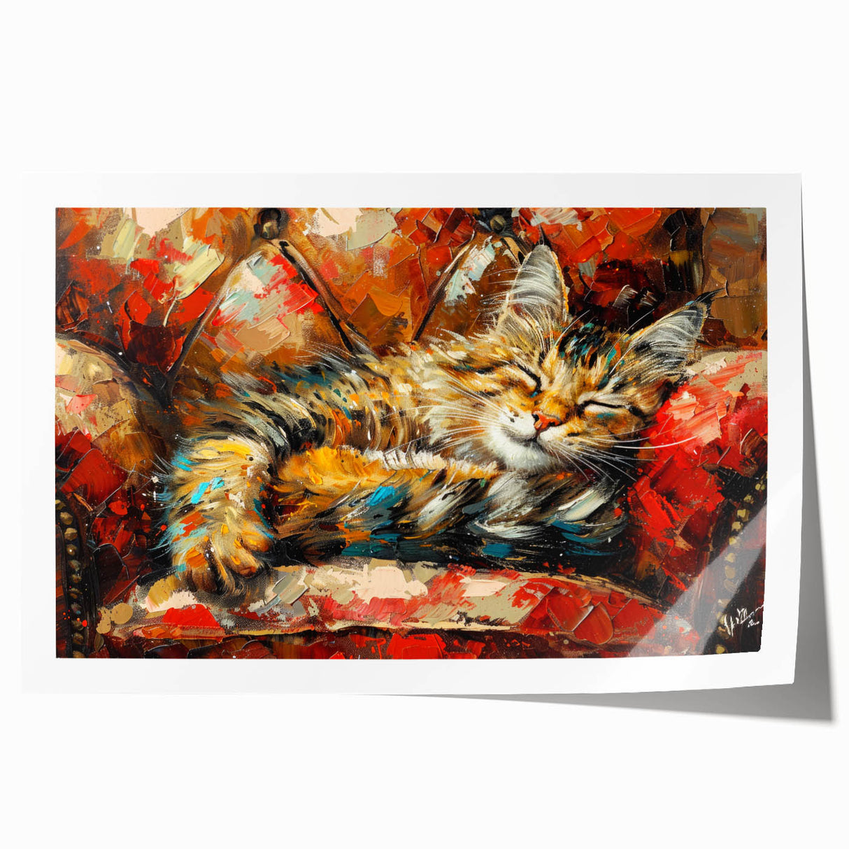 Colorful wild cat wall art print showcasing a majestic tiger amidst lush greenery, perfect for animal lovers and home decor enthusiasts. Ideal for adding a vibrant nature theme to any space.