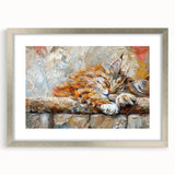 Framed wall art collection showcasing a wild cat design with a sleek silver mat and frame, perfect for animal lovers and modern decor enthusiasts.
