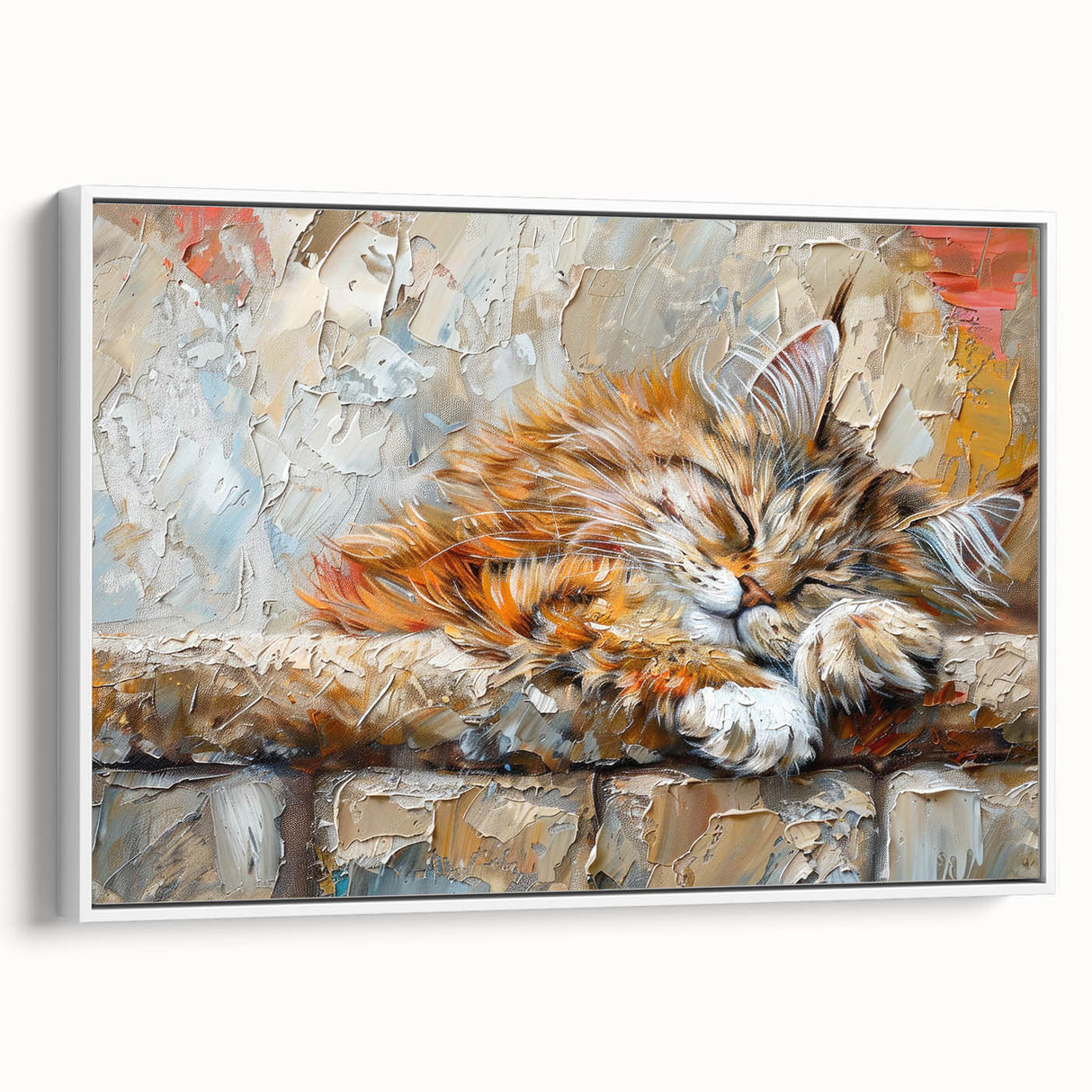 Framed wall art collection featuring a whimsical cat design on a white background, showcasing intricate details and vibrant colors, ideal for animal lovers' decor.