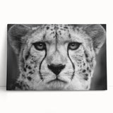 Cheetah wall art design on stretched canvas, showcasing vibrant colors and intricate details, perfect for enhancing modern home decor with a wild theme.