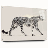 Acrylic wall art featuring a striking side view of a cheetah, showcasing its vibrant fur patterns and intense gaze, perfect for animal lovers and home decor enthusiasts.