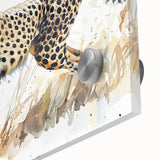 Close-up of a striking acrylic glass wall art featuring a cheetah design, showcasing the animal's vibrant colors and intricate details, perfect for wildlife decor.