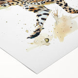 Cheetah wall art design on rolled canvas, showcasing vibrant colors and intricate details, perfect for animal lovers and home decor enthusiasts.