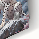 Close-up of a vibrant acrylic glass wall art featuring a cheetah design, showcasing its intricate details and colors, perfect for wildlife enthusiasts and modern decor.