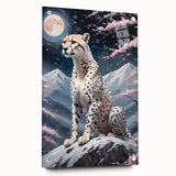 Cheetah wall art design in acrylic glass, showcasing a side view of a sleek cheetah with striking spots. Ideal for wildlife enthusiasts and modern decor.