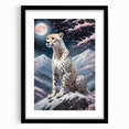 Cheetah-themed wall art collection featuring a sleek black frame and mat, showcasing vibrant wildlife design that enhances modern decor with a touch of nature.