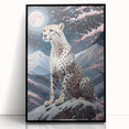 Framed wall art featuring a striking black and white cheetah design, showcasing intricate details and textures, perfect for animal lovers and modern decor.